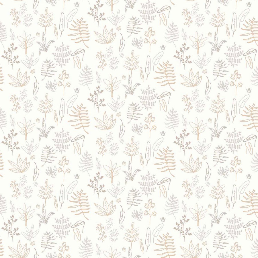 Bílá tapeta s rostlinami a listy Bílá tapeta s rostlinami a listy