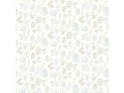 Bílá tapeta s rostlinami a listy