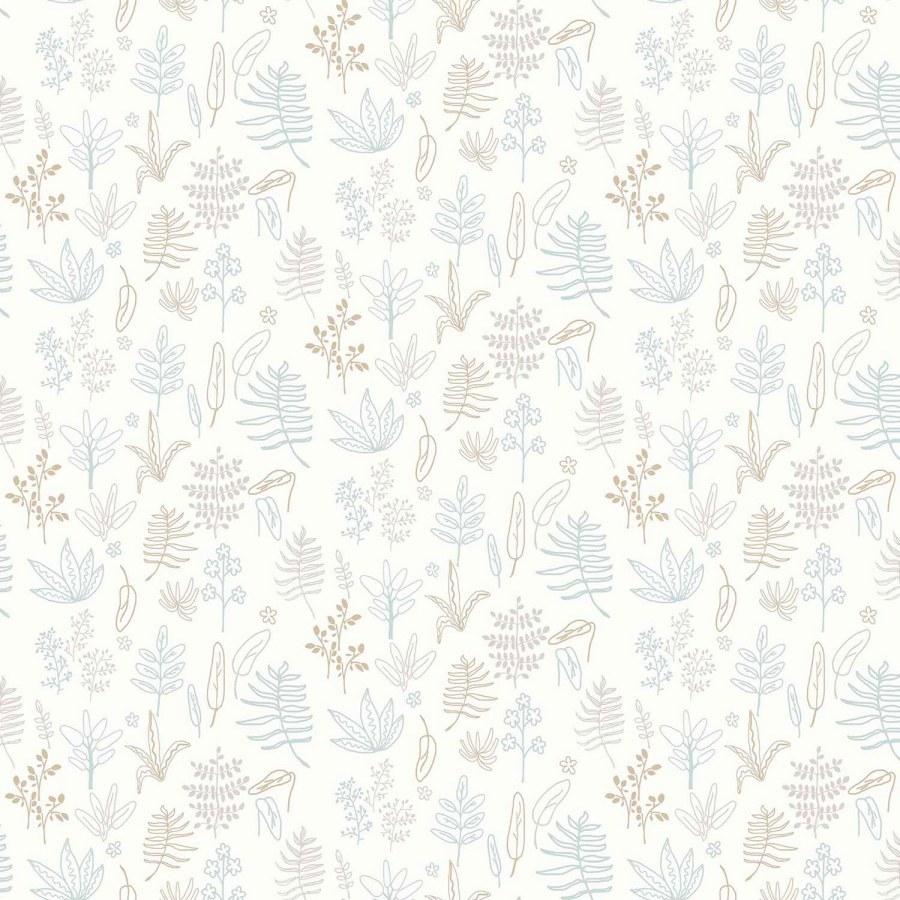 Tapety Yara - Bílá tapeta s rostlinami a listy Bílá tapeta s rostlinami a listy - Tapety Yara