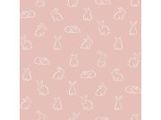 Tapety Yara - Růžová tapeta se zajíčky Růžová tapeta se zajíčky