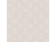 Tapety Yara - Šedá tapeta se zajíčky Šedá tapeta se zajíčky