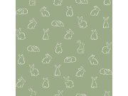 Zelená tapeta se zajíčky