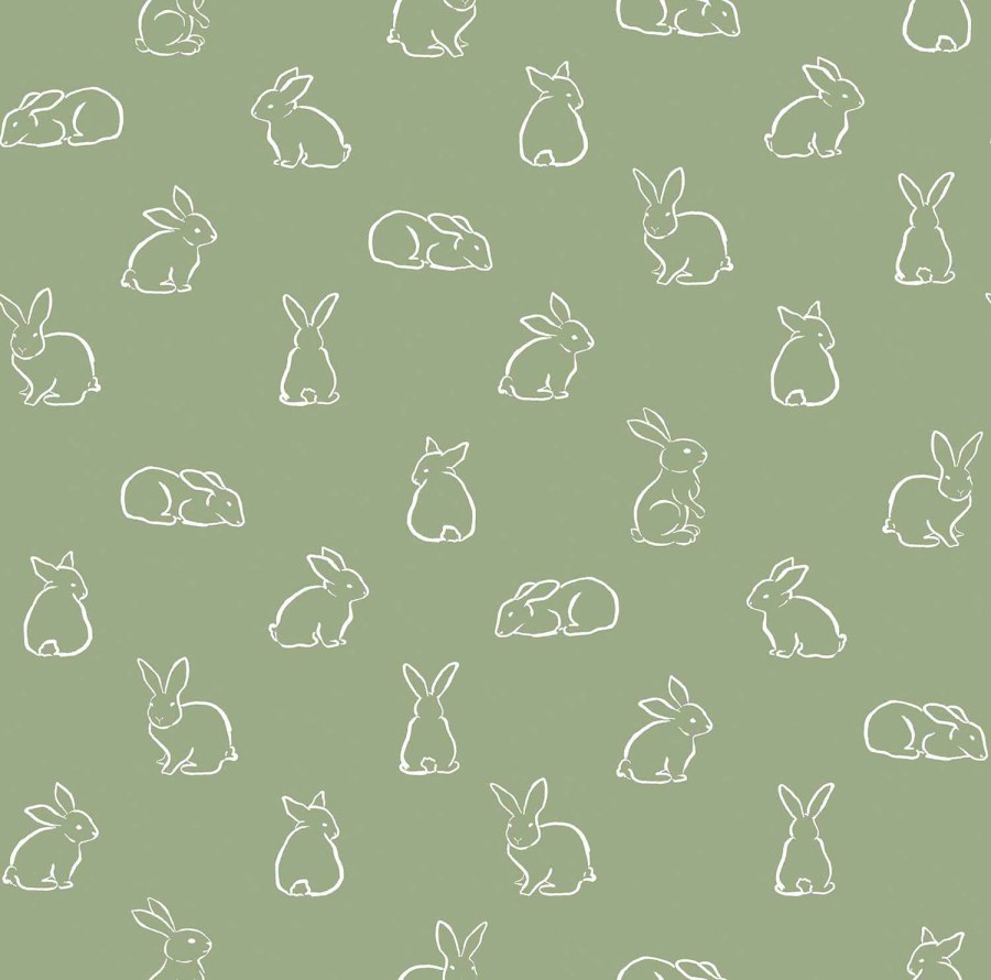 Zelená tapeta se zajíčky - Tapety Yara