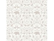 Tapety Yara - Šedo-bílá tapeta se zvířátky Šedo-bílá tapeta se zvířátky