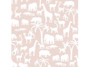 Tapety Yara - Růžová tapeta se zvířátky z Afriky Růžová tapeta se zvířátky z Afriky