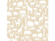 Béžová tapeta se zvířátky z Afriky