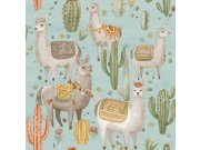 Tapety Yara - Zelená tapeta se zvířátky Zelená tapeta se zvířátky