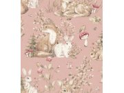 Tapety Yara - Růžová tapeta se zvířátky Růžová tapeta se zvířátky