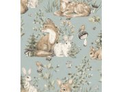 Tapety Yara - Modrá tapeta se zvířátky Modrá tapeta se zvířátky