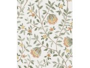 Bílá květinová tapeta na zeď