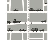 Tapety Yara - Šedá tapeta pro kluky Auta Šedá tapeta pro kluky Auta