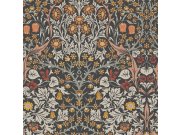 Tapeta na zeď, šedo-černá, květiny, listy, William Morris At Home