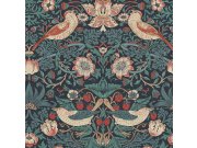 Tapeta na zeď, modrá, květiny, ptáci, William Morris At Home