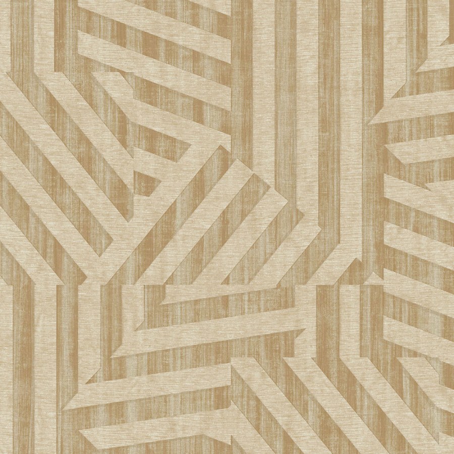 Zlato-béžová geometrická retro tapeta na zeď Zlato-béžová geometrická retro tapeta na zeď
