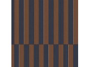 Tapety Yara - Modro-hnědá pruhovaná retro tapeta na zeď Modro-hnědá pruhovaná retro tapeta na zeď