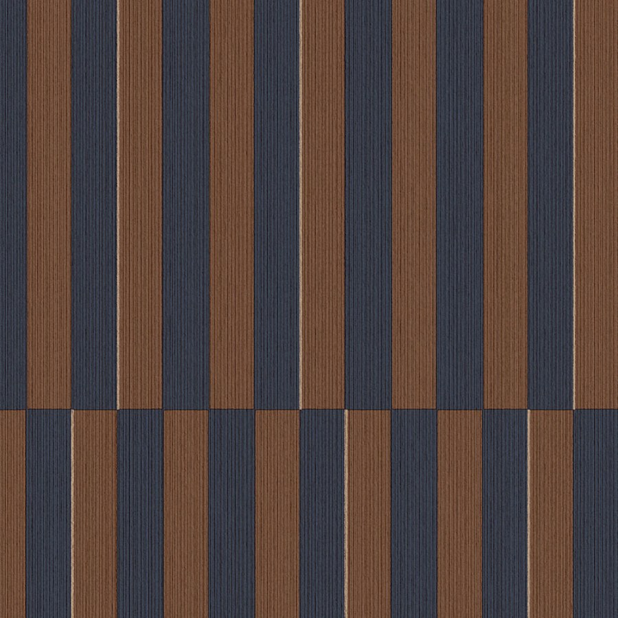 Modro-hnědá pruhovaná retro tapeta na zeď Modro-hnědá pruhovaná retro tapeta na zeď