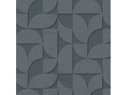 Modrá geometrická retro tapeta na zeď