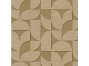 Zeleno-béžová geometrická retro tapeta na zeď