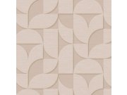 Béžová geometrická retro tapeta na zeď