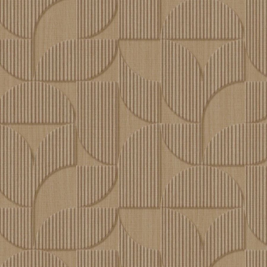 Tapety Yara - Hnědo-béžová geometrická retro tapeta na zeď Hnědo-béžová geometrická retro tapeta na zeď - Tapety Yara