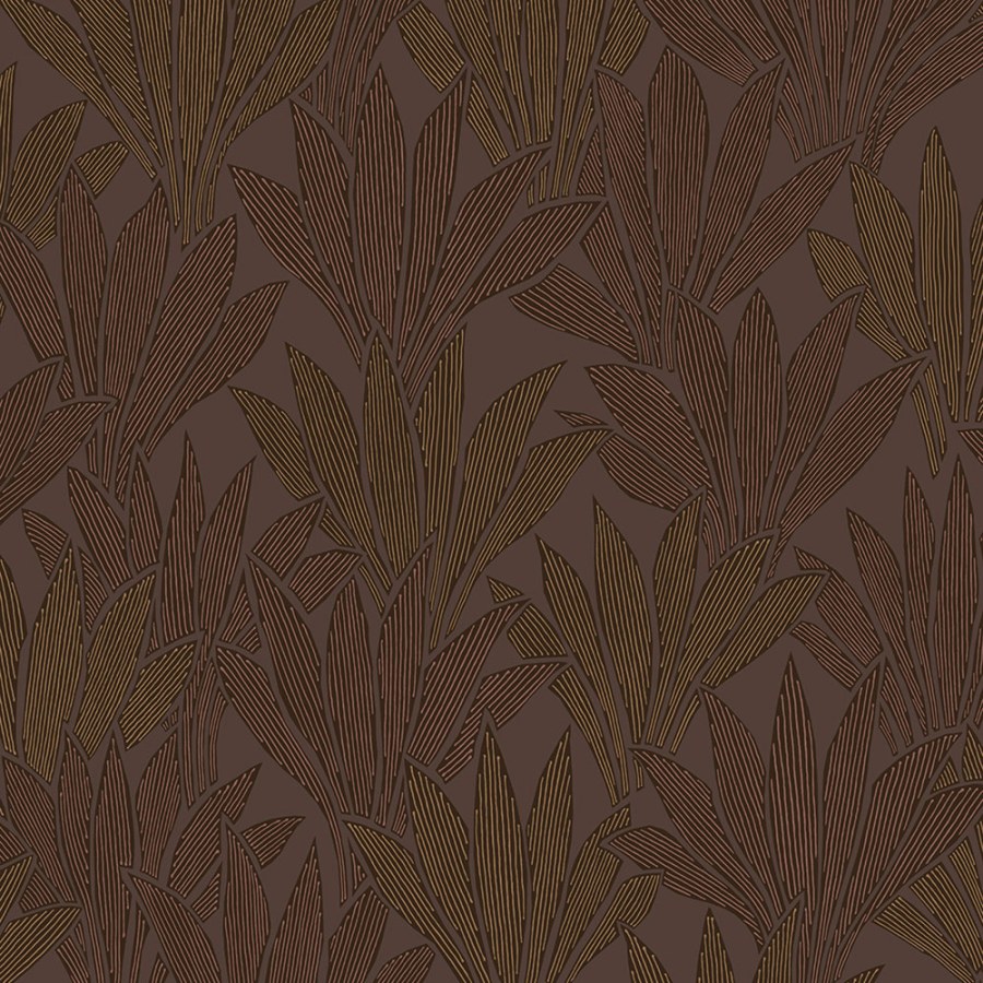 Hnědá tapeta s listy - Tapety Yara