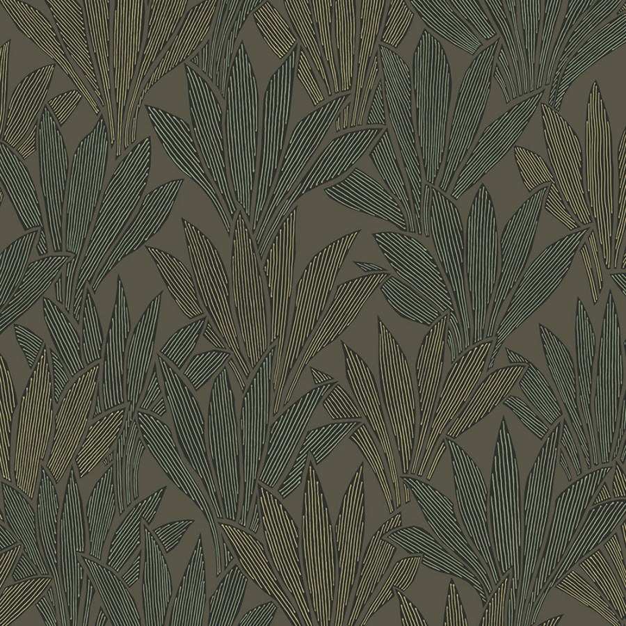 Šedo-zelená tapeta s listy - Tapety Yara