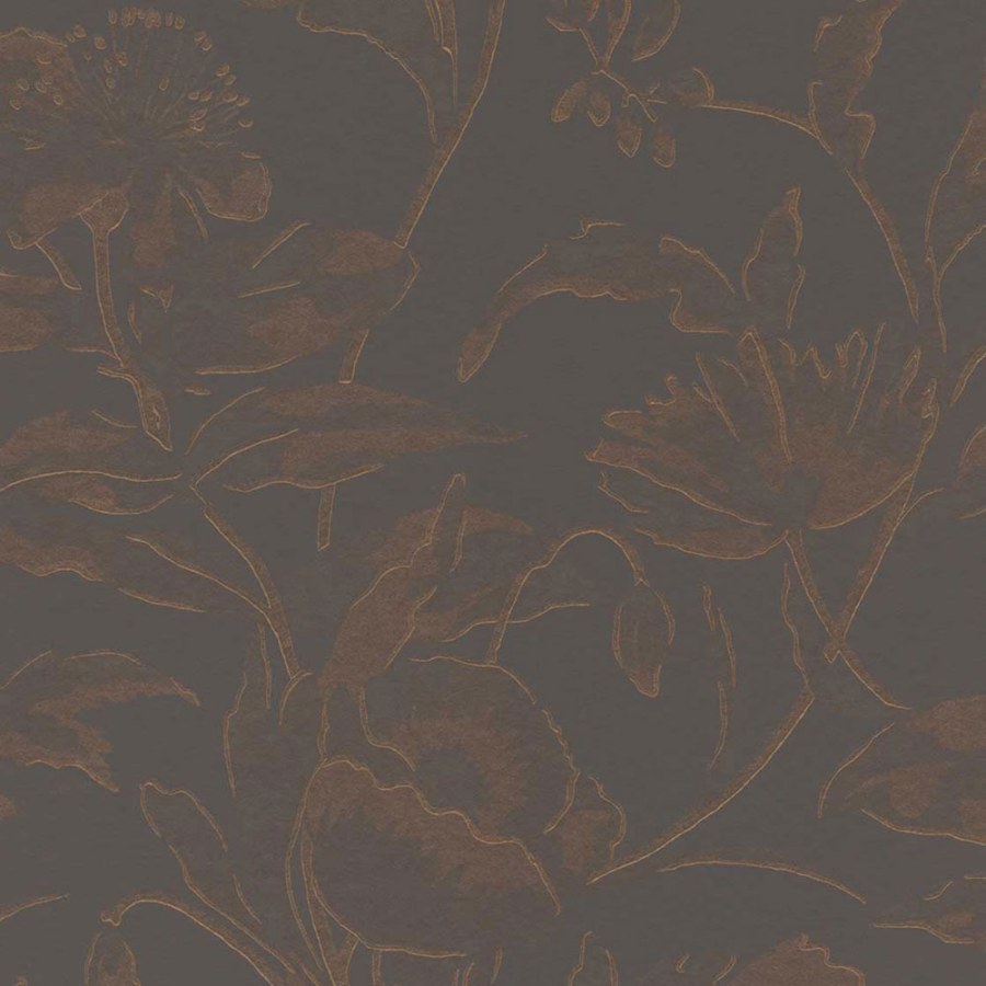 Tapety Yara - Hnědo-bronzová květinová tapeta na zeď Hnědo-bronzová květinová tapeta na zeď - Tapety Yara