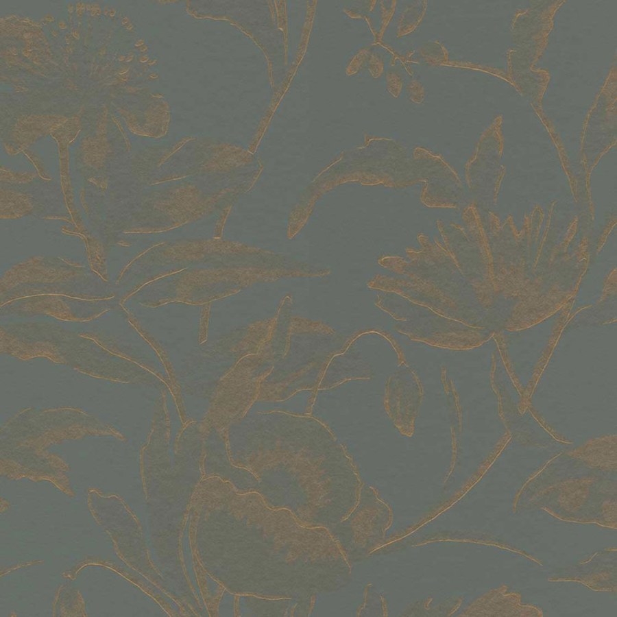 Modro-zelená květinová tapeta na zeď - Tapety Yara