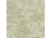 Zeleno-zlatá květinová tapeta na zeď