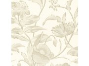 Tapety Yara - Bílo-zlatá květinová tapeta na zeď Bílo-zlatá květinová tapeta na zeď