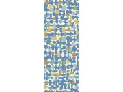 Modrý geometrický vliesový panel na zeď