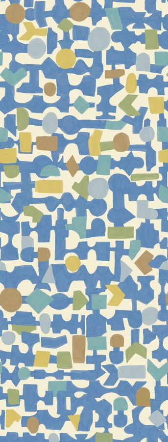 Modrý geometrický vliesový panel na zeď - Tapety Yara