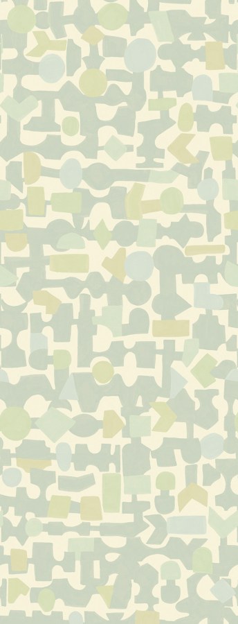 Zeleno-modrý geometrický vliesový panel na zeď