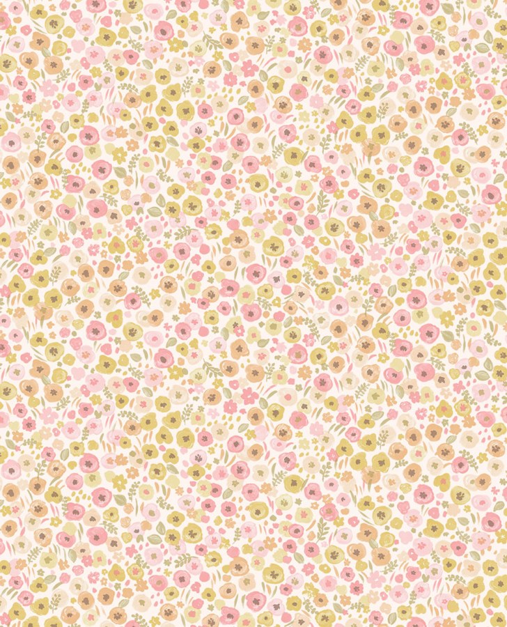 Béžovo-růžová květinová tapeta na zeď - Tapety Yara