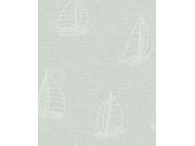 Tapety Yara - Světle zelená Tapeta s plachetnicemi Světle zelená Tapeta s plachetnicemi