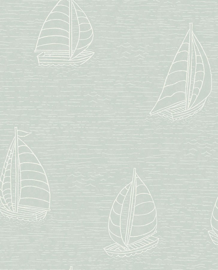 Tapety Yara - Světle zelená Tapeta s plachetnicemi Světle zelená Tapeta s plachetnicemi - Tapety Yara