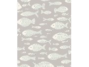 Tapety Yara - Šedá Tapeta s rybami Šedá Tapeta s rybami
