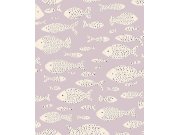 Tapety Yara - Fialová Tapeta s rybami Fialová Tapeta s rybami