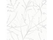 Tapety Yara - Šedo-bílá tapeta s větvičkami Šedo-bílá tapeta s větvičkami