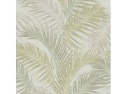 Zeleno-zlatá tapeta s palmovými listy