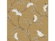 Hnědá tapeta s rozkvetlými větvičkami