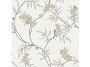 Krémová tapeta s rozkvetlými větvičkami