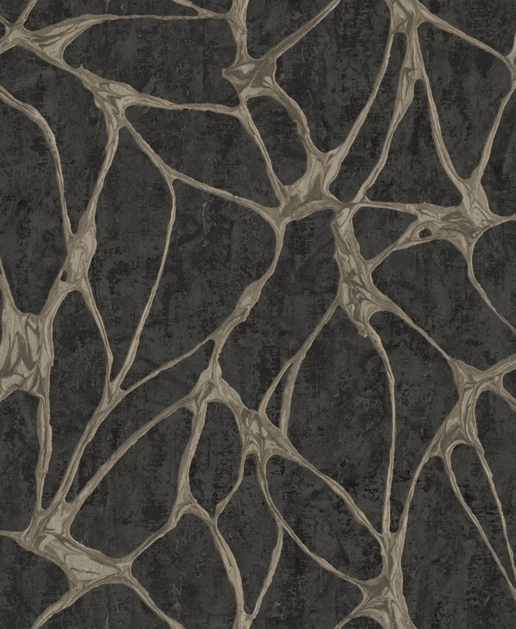 Černá Tapeta s výrazným metalickým vzorem - Tapety Yara