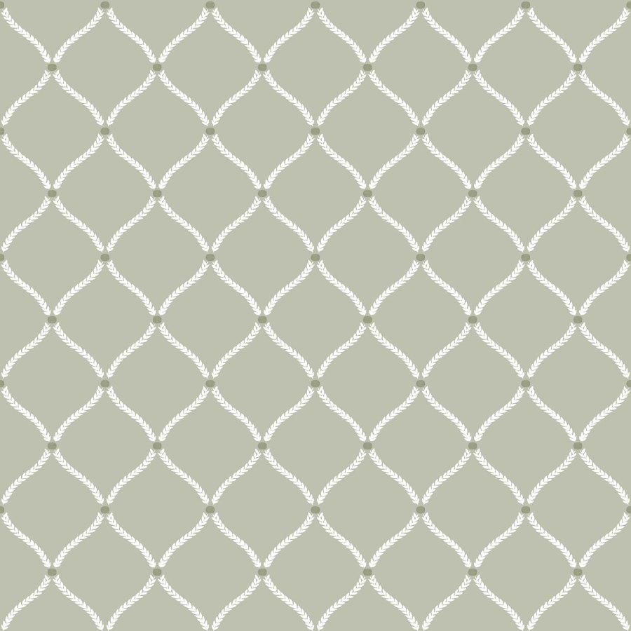 Zelená Tapeta s bílými ornamenty - Tapety Yara