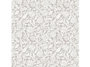 Šedá květinová tapeta na zeď