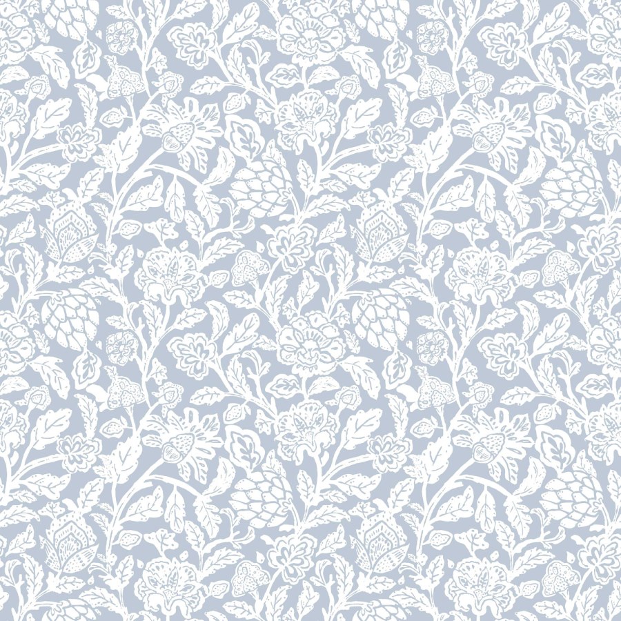 Bledě modrá květinová tapeta na zeď Bledě modrá květinová tapeta na zeď