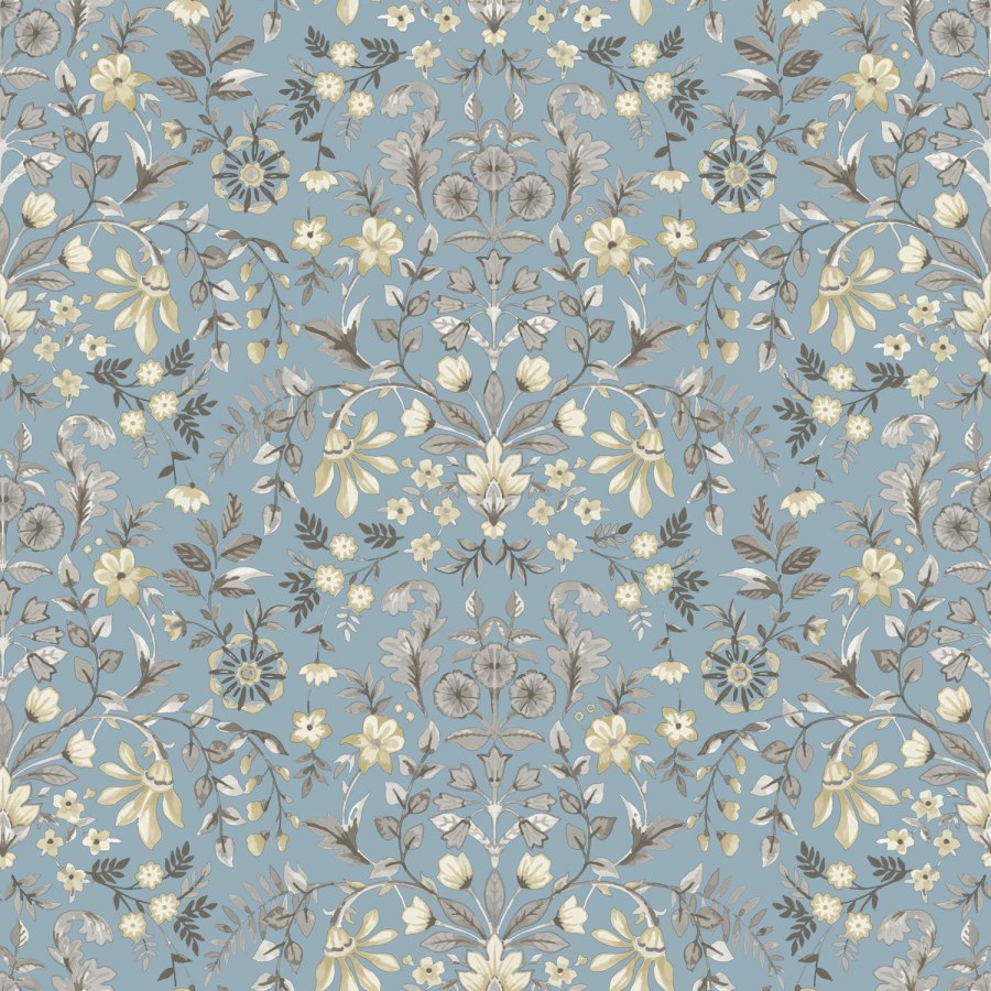 Tapety Yara - Modrá Tapeta s květinovým ornamentálním vzorem Modrá Tapeta s květinovým ornamentálním vzorem - Tapety Yara