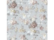 Tapety Yara - Bledě modrá květinová tapeta na zeď Bledě modrá květinová tapeta na zeď