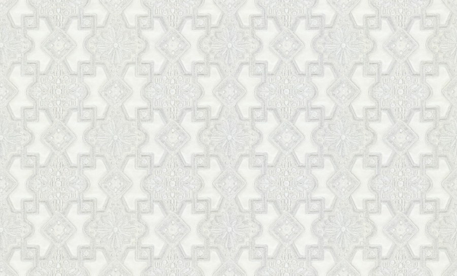 Bílo-stříbrná tapeta s ornamenty - Tapety Yara