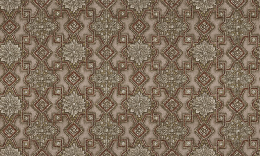 Stříbrno-vínová tapeta s ornamenty - Tapety Yara